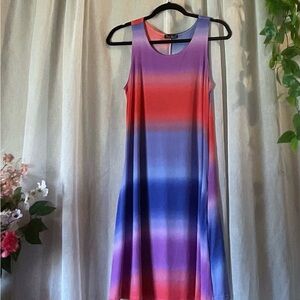 Vibrant Sleeveless Gradient Midi Dress